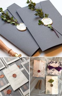 the process of making wedding cards with buttons and flowers