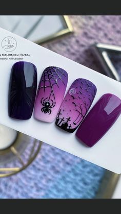 Dark and scariest Halloween Nail Arts for women #halloween #nailarts #halloweennails #halloweennailarts #halloweenvibrant #halloweenseason #nailartforgirls #nailartsforwomen Ongles Gel Violet, Nailart Tutorial, Holloween Nails, Witch Nails, Unghie Nail Art, Halloween Acrylic Nails, Cute Halloween Nails, October Nails, Beauty Nails Design