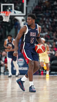 NBA basketball wallpaper background of Minnesota Timberwolves star Anthony Edwards playing for Team USA in the summer Olympics Olympics Wallpaper, Basketball Background Aesthetic, Wallpaper Background Aesthetic, Aesthetic Sports, Usa Summer, Olympic Basketball, Team Usa Olympics