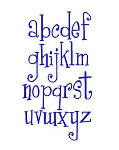 the alphabet is drawn in blue ink