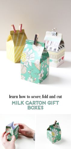 the instructions for how to make a milk carton gift box