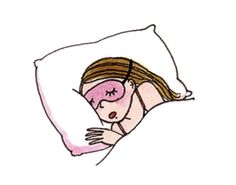 a drawing of a woman laying in bed with her head on the pillow and eyes closed