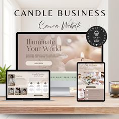 the website for candle business is displayed on multiple devices