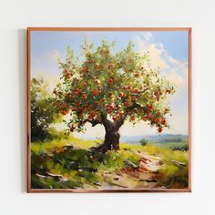 an apple tree with red apples on it