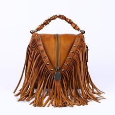 Brown Leather Fringe Bag Shoulder Vintage Handbags with Bamboo Handle for $148.99 | Baginning Vintage Brown Bag For Fall, Elegant Brown Bag With Fringe, Brown Fringe Satchel Bag, Daily Use Brown Fringe Bag, Brown Fringe Bag For Daily Use, Brown Satchel With Fringe, Brown Satchel Bag With Fringe, Brown Rectangular Bag With Fringe, Brown Fringe Shoulder Bag For Daily Use