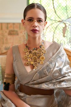 Kalki Koechlin Multi Color Miraculous Handloom Weaving Saree In Tissue Fabric Kalki Koechlin, Grey Saree, Salwar Dress, Dress Salwar Kameez, Tissue Saree, Lehenga Collection, Trendy Blouse Designs, Trendy Blouses, Party Wear Indian Dresses