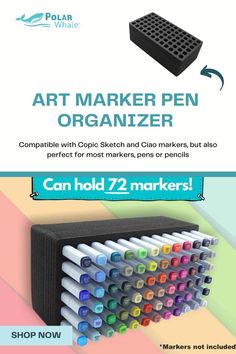 an advertisement for the art marker pen organizer