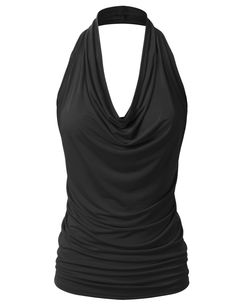 PRICES MAY VARY. Casual Sleeveless Stretchy Halter Neck Draped Front Sexy Backless Low Cut Tank Top Features Halter Neckline, Lightweight, Sleeveless, Draped Front, Open Back. Various Color Choices and Plus Size Available Super Comfortable to Wear, Unique Style, Make You More Beautiful, Sexy and Elegant ** Please check the size chart provided from us to ensure your order ** Due to monitor settings and pixel definition, we cannot guarantee the color that you see will be exact from the actual colo