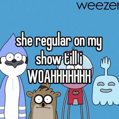 cartoon characters with the caption she regular on my show tili woahhth