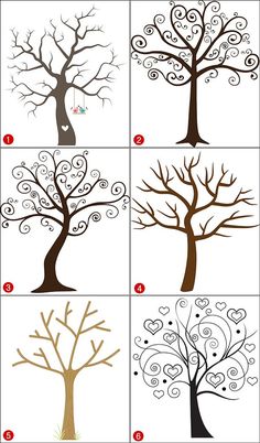 how to draw a tree with hearts and swirls on the branches for valentine's day