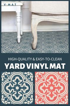 the cover of high quality and easy - to - clean yard vinyl mat is shown