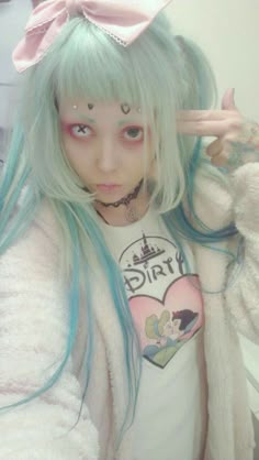 Halloweenský Makeup, Goth Shirt, Tokyo Street Fashion, Hair Color Pastel, Pastel Decor