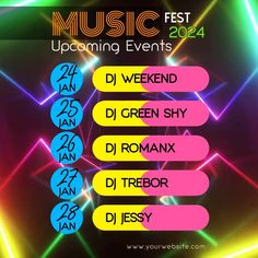 music festival flyer with neon lights