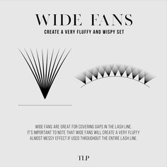 You can create different lash looks with fan widths! ✨ There are narrow, standard, and wide fans. Each of these types of fans can help you achieve the lash look you’re going for. 

🖤 Narrow Fans: Create a dense, dark lash line effect! 

🖤 Standard Fans: Create both coverage and density on the lash line. This is great for most clients!

🖤 Wide Fans: Create a very fluffy and wispy set. Lash Extensions Diameter, Lash Extension Faq, Eyelash Extensions Policy, Classic Lash Extensions With Fans, Lash Extension Materials, Premade Fans Lashes, Hybrid Lash Extensions Fans, Extension Training, Eyelash Extension Training