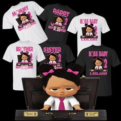 Personalized  Boss Baby Birthday T-shirts with AGE and NAME. **Please include in "Personalization" section before adding item to cart** 1. Name/Custom Text (i.e. Alison, Mom of, Uncle of, Pop-Pop etc.) 2. Age Shirts are made of a 100% Cotton. Happy Boss, Birthday Girl T Shirt, Boss Birthday, Family T Shirts, Birthday T Shirts, Birthday Personalized, Pop Pop, Boss Baby