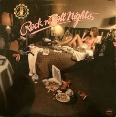 an advertisement for rock'n roll nights featuring two women in bed