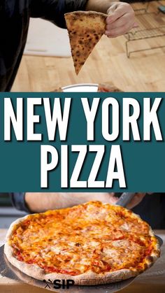 the new york pizza is ready to be eaten