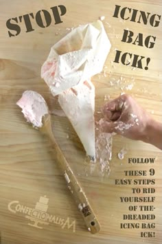 a person is making something out of paper on a cutting board with the words stop icing back