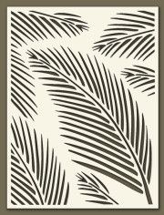 the stencil technique is used to create an intricate palm leaf design