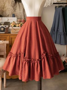 ❤︎ [Pre-order item] Retro Frilled Petal Pendant Skirt❤︎ Tablecloth Into Dress, Long Skirt Inspo Outfit, Skirt Design Ideas, Poofy Skirts, Diy Skirts, Pleats Skirt, Frill Skirt, Cottagecore Outfits, Retro Skirt