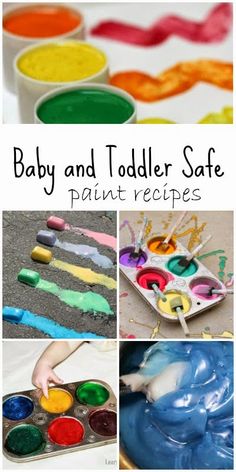 the baby and toddler safe paint recipes are great for kids to use in their art projects