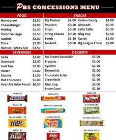 the price list for candy bars is shown