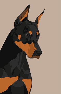 a black and brown dog with orange spots on it's face is sitting down