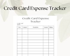 a credit card expense tracker with leaves in the background