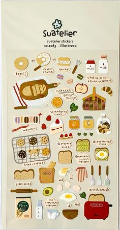 a poster with different types of food and utensils on the back side of it