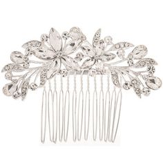 Rhinestone Flower Hair Comb will ensure that you create a unique hairstyle for your special day! Featuring a metal comb with rhinestones arranged in flower shapes, these combs can be customized and embellished any way you see fit. Attach gorgeous pearls to them and glide them into your perfect wedding day hairstyle!     Dimensions:    Length: 2 3/4"  Width: 3 3/4"      Package contains 1 comb. Wedding Day Hairstyle, Gold Bridesmaid Bracelet, Rhinestone Costumes, Flower Shapes, Metal Comb, Flower Hair Comb, Wedding Hairstyles Updo, Rhinestone Flower, Bridesmaid Bracelet