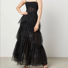 Bcbg Tulle Gown Worn Once Perfect Condition Follow @4210closet4210 On I N S T A For Discounted Price Bcbg Tulle Gown, Tulle Corset, Corset Gown, Bcbgmaxazria Dresses, Black Tulle, Tulle Gown, Something New, Size 4, Prom Dresses