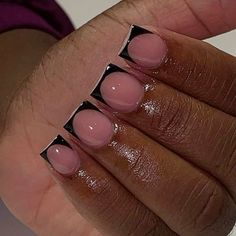 #nails black french tip set Cute Simple Nails Black And White, Black French Tip Nails Natural Nail, Short Black Nails Black Women, Short French Black Nails, Super Short Black Nails, Black Nail Sets Short, Short Nail Sets Black Women, Short Birthday Nails Black Women, Short Nail Ideas Black Women