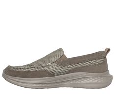 Laid-back style arrives with modern comfort in Skechers Relaxed Fit Slade - Munson. This laceless fit design features a knitted and suede upper with a charcoal infused Skechers Air-Cooled Memory Foam insole and Skechers Goga Mat Arch cushioning for added support. | Skechers Men's Relaxed Fit: Slade - Munson Sneaker | Medium Width | Skechers Air-Cooled Memory Foam cushioned comfort insole | Charcoal infused insole helps neutralize potential odor | Skechers Goga Mat Arch cushioning for added support | Knitted and suede upper | Flexible traction outsole | 1 1/4-inch heel height | Skechers Skechers Relaxed Fit, Lace Up Wedges, Shoes Flats Sandals, Skechers Women, 4 Inch Heels, School Shoes, Laid Back Style, Athletic Sneakers, Boot Sandals