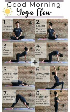 Morning yoga flow Good Morning Yoga, Yoga Moves, Easy Yoga Workouts, Daily Yoga, Easy Yoga