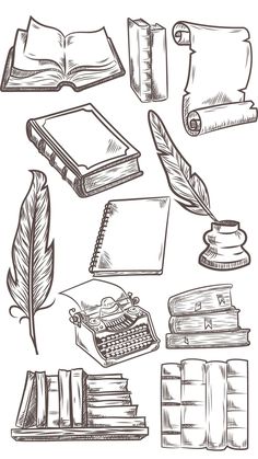 hand drawn books and writing instruments