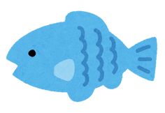 a blue fish with black eyes on it's face