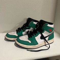 Green/Red Air Jordan 1s Jordan Green, Air Jordan 1s, Jordan 1s, Shoes Air, Womens Jordans, Jordan Shoes, Womens Shoes Sneakers, White Color, Air Jordan