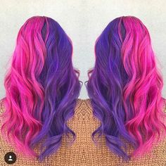 Purple And Pink Hair, Bright Purple Hair, Pink And Purple Hair, Black Cherry Hair, Blue Purple Hair, Pink Ombre Hair, Split Dyed Hair, Dyed Hair Purple