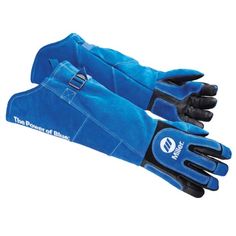 a pair of blue work gloves on top of each other