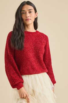 This classic chenille sweater is made with buttery soft fabric, it drapes comfortably and keeps you cozy on chilly days. The classic design makes it your new go-to for effortless comfort. Chenille Sweater, Altar'd State, Soft Fabric, Sweater Outfits, Classic Design, Soft Fabrics, Make It Yourself, Red, Fabric