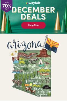 an advertisement for the sale of christmas decorations and decorating items in arizona, usa