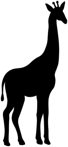 a black and white silhouette of a giraffe