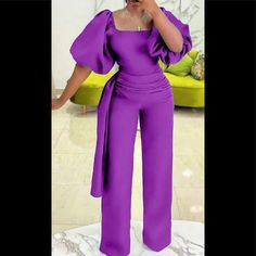 Gender: Women Type: Bottom Feature: Puff Sleeve, Short Sleeve Material: Polyester Style: Casual/Fashion Wrap Jumpsuit, Bright Fashion, Jumpsuit Elegant, Jumpsuits And Romper, Next Fashion, Solid Color Dress, Top Pants Set, Plus Size Jumpsuit, Streetwear Fashion Women