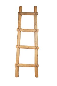 a wooden ladder is shown against a white background