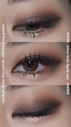 Cute Dark Eyeshadow Looks, Dark Brown Eyeshadow Looks, Korean Smokey Eye, Dark Eye Makeup Looks, Make Up Ideas For Brown Eyes, Dark Make Up, Grey Makeup Looks, Dark Brown Eyes Makeup, Smokey Brown Eye Makeup