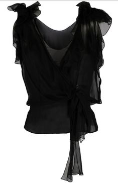 Dolce And Gabbana Top, Vintage Dolce And Gabbana, Dr Wardrobe, Designer Blouses, Alberta Ferretti, Wrap Blouse, Black Silk, Black Blouse, Wrap Style