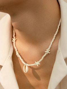 1 Peça Colar de Concha Criativo Fashion com Pingente de Estrela do Mar, Ideal para Uso Diário dos Homens e Presentear em Festivais ou Entre Amigos. Bege,Café Elegante,Minimalista   PMMA     Men Fashion Jewelry, size features are:Bust: ,Length: ,Sleeve Length: Seashell Necklace For Men, Pearl Necklaces Men, Pearl Necklace Men, Cowrie Shell Jewelry, Etsy Shop Branding, Men Pendant, Beaded Necklace Designs, Seashell Necklace