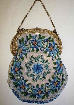 Exquisitely detailed Beaded Bag, French 1825 Vintage Clutch, Vintage Beads, Beaded Bag, Art Bag, Beaded Handbag, Evening Purse