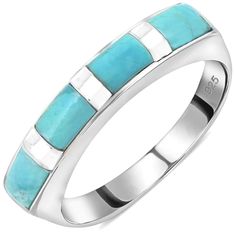 PRICES MAY VARY. Turquoise Jewelry for Women - The western ring for women from the Santa Fe Collection, these women' band rings are crafted with genuine turquoise. With a simple yet timeless band design. The unique placement and cut of the turquoise gemstones make these turquoise rings for women truly stand out, adding a touch of personality and flair to any outfit. Whether dressed up or down, this turquoise band ring is the perfect finishing touch to any look. 925 Sterling Silver Ring - This tu Western Ring, Turquoise Jewelry Western, Real Turquoise Jewelry, Western Rings, Boho Turquoise, Santa Fe Style, Purple Rings, Turquoise Boho, Band Design