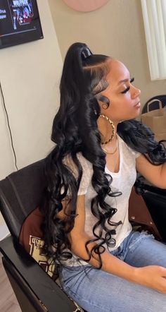 Weave Ponytail Hairstyles, Sleek Ponytail Hairstyles, Black Ponytail Hairstyles, Quick Natural Hair Styles, Quick Weave Hairstyles, Curly Hair Styles Easy, Pretty Braided Hairstyles, Pretty Hair Color, Hot Hair Styles